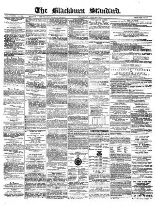 cover page of Blackburn Standard published on April 24, 1872