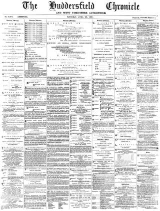 cover page of Huddersfield Chronicle published on April 25, 1891