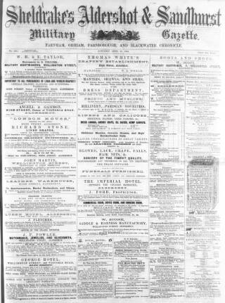cover page of Aldershot Military Gazette published on April 25, 1863