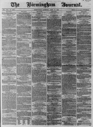 cover page of Birmingham Journal published on April 28, 1866