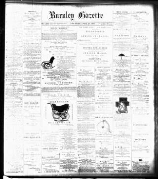 cover page of Burnley Gazette published on April 30, 1887