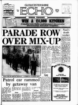 cover page of Gloucestershire Echo published on April 25, 1988