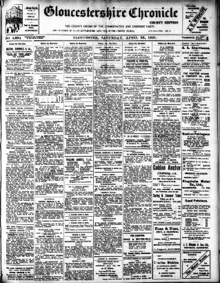cover page of Gloucestershire Chronicle published on April 23, 1921