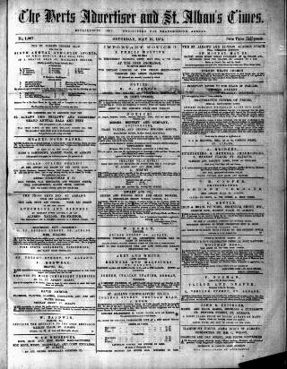 cover page of Herts Advertiser published on May 16, 1874