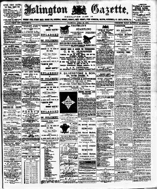 cover page of Islington Gazette published on April 26, 1900