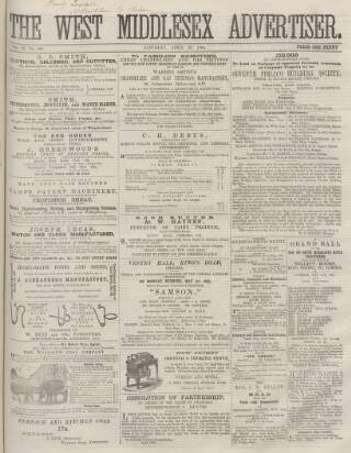 cover page of West Middlesex Advertiser and Family Journal published on April 29, 1865