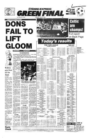 cover page of Aberdeen Evening Express published on April 23, 1988
