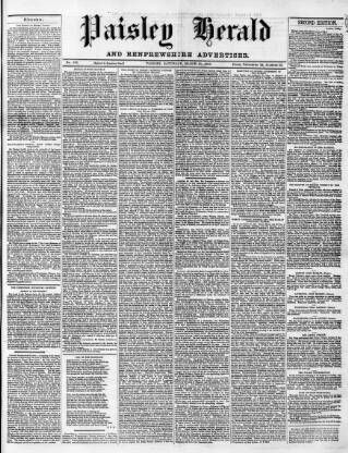 cover page of Paisley Herald and Renfrewshire Advertiser published on March 28, 1863
