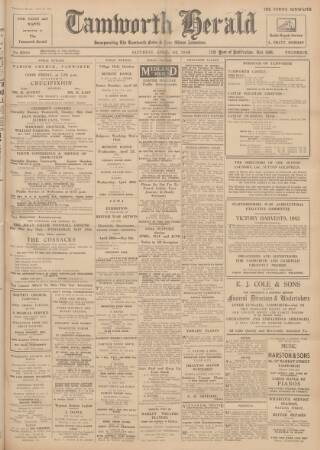 cover page of Tamworth Herald published on April 24, 1943