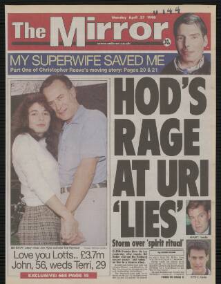 cover page of Daily Mirror published on April 27, 1998