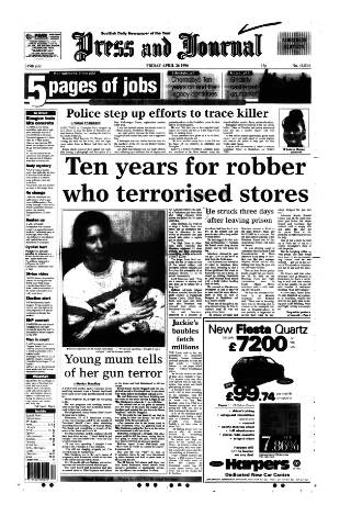 cover page of Aberdeen Press and Journal published on April 26, 1996