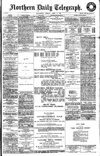 cover page of Northern Daily Telegraph published on April 19, 1904