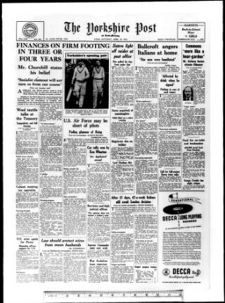cover page of Yorkshire Post and Leeds Intelligencer published on April 26, 1952