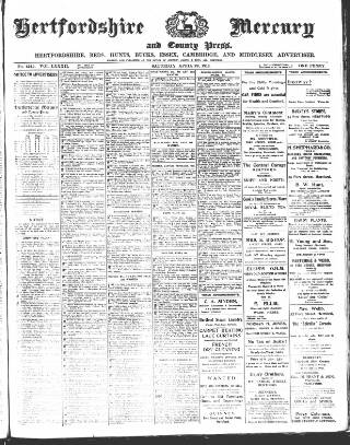 cover page of Hertford Mercury and Reformer published on April 29, 1916
