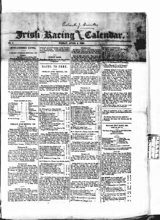 cover page of The Irish Racing Book and Sheet Calendar published on April 2, 1869