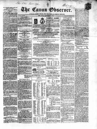 cover page of Cavan Observer published on April 25, 1863
