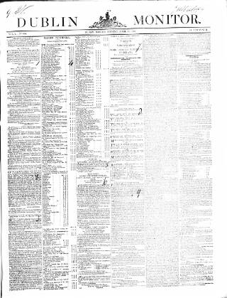 cover page of Dublin Monitor published on April 24, 1843