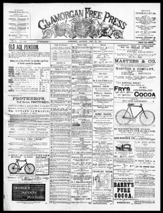 cover page of Glamorgan Free Press published on April 29, 1899