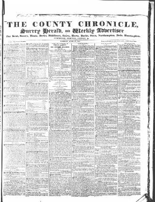 cover page of County Chronicle, Surrey Herald and Weekly Advertiser for Kent published on April 27, 1841