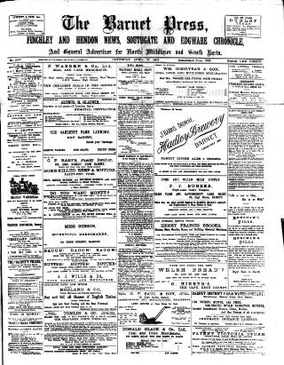 cover page of Barnet Press published on April 27, 1907