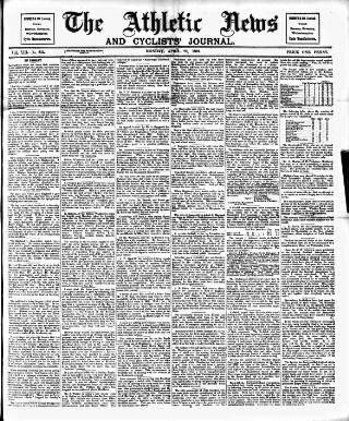 cover page of Athletic News published on April 20, 1891
