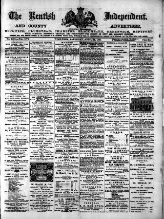 cover page of Kentish Independent published on April 23, 1898