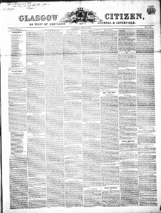 cover page of Glasgow Citizen published on April 26, 1845