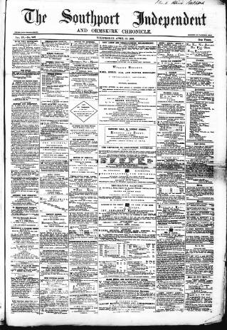 cover page of Southport Independent and Ormskirk Chronicle published on April 25, 1866