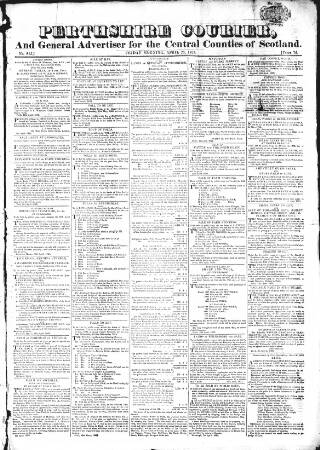 cover page of Perthshire Courier published on April 25, 1823