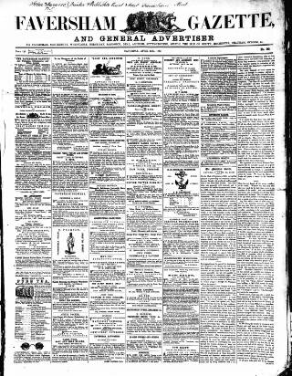 cover page of Faversham Gazette, and Whitstable, Sittingbourne, & Milton Journal published on April 25, 1857