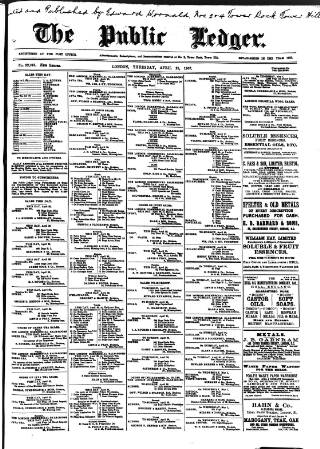cover page of Public Ledger and Daily Advertiser published on April 25, 1907