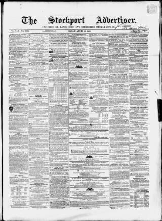 cover page of Stockport Advertiser and Guardian published on April 25, 1862