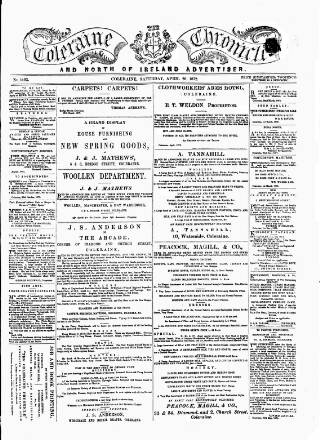 cover page of Coleraine Chronicle published on April 20, 1872