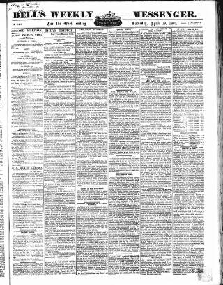 cover page of Bell's Weekly Messenger published on April 19, 1862