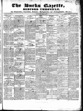 cover page of Bucks Gazette published on April 29, 1837