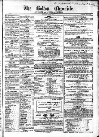 cover page of Bolton Chronicle published on May 7, 1853