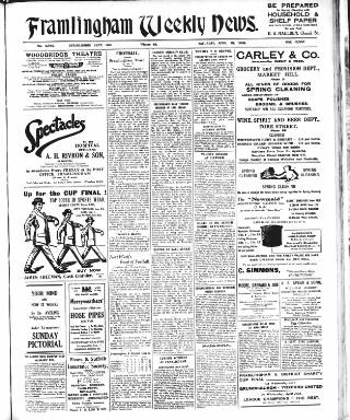 cover page of Framlingham Weekly News published on April 18, 1936