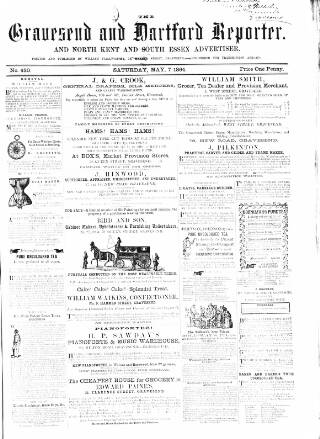 cover page of Gravesend Reporter, North Kent and South Essex Advertiser published on May 7, 1864