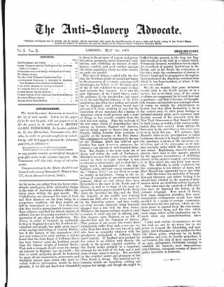 cover page of Anti-Slavery Advocate published on May 1, 1863