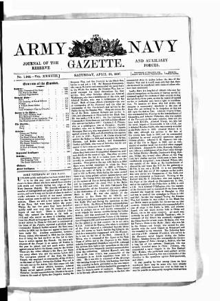 cover page of Army and Navy Gazette published on April 24, 1897