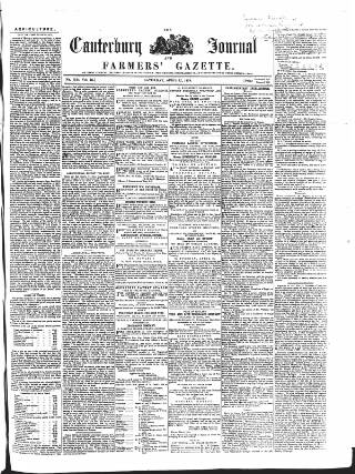 cover page of Canterbury Journal, Kentish Times and Farmers' Gazette published on April 17, 1858