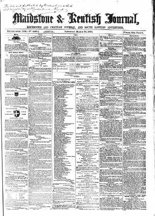 cover page of Maidstone Journal and Kentish Advertiser published on March 28, 1868