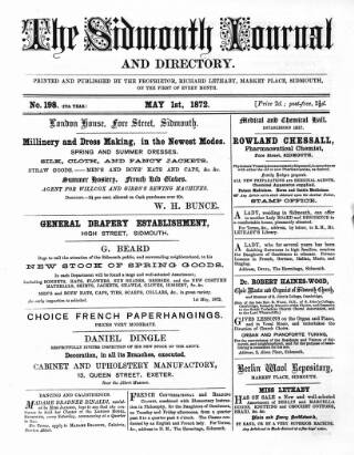 cover page of Sidmouth Journal and Directory published on May 1, 1872
