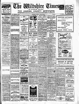 cover page of Wiltshire Times and Trowbridge Advertiser published on April 25, 1942