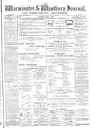 cover page of Warminster & Westbury journal, and Wilts County Advertiser published on April 27, 1907