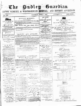 cover page of Dudley Guardian, Tipton, Oldbury & West Bromwich Journal and District Advertiser published on April 3, 1875