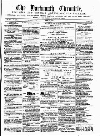 cover page of Dartmouth & South Hams chronicle published on April 25, 1873