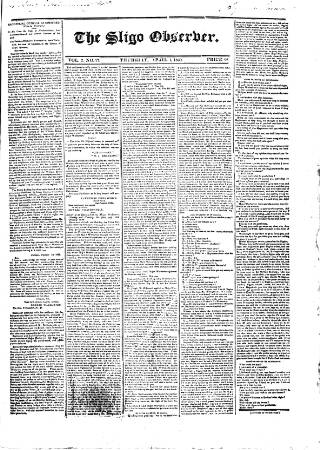 cover page of Sligo Observer published on April 1, 1830