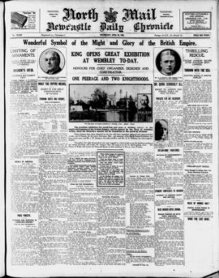 cover page of Newcastle Daily Chronicle published on April 23, 1924