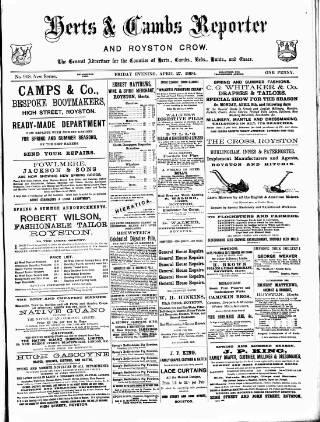 cover page of Herts & Cambs Reporter & Royston Crow published on April 27, 1894